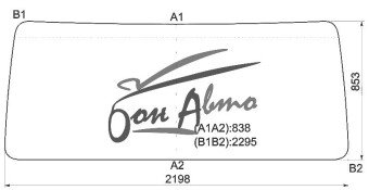Стекло лобовое VOLVO FH-SERIES 1992-2012 (FH12-16-2198*853*) 
Бренд: BENSON с синей полосой