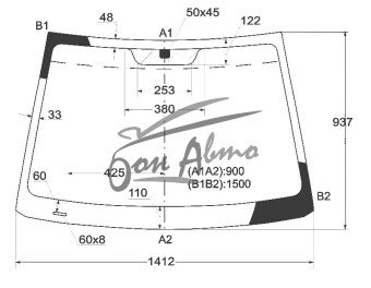 Стекло лобовое HYUNDAI ACCENT 2005-2010 (MC-3d h/k) 
Бренд: BSG с зеленой полосой