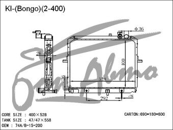 Радиатор KIA BONGO III 2004- () /2-400 (dies2.4,2.7) 
Бренд: TONGSHI PL26AT