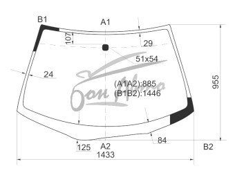Стекло лобовое MITSUBISHI DIAMANTE 1995-2005 (F36-RHD) 
Бренд: BENSON с синей полосой