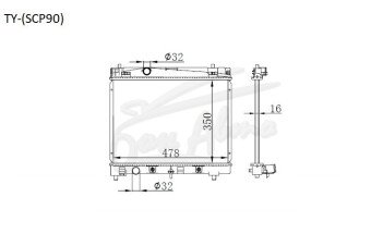 Радиатор TOYOTA YARIS 2005-2010 (SCP90) (1KR,2SZ) 
Бренд: TONGSHI PL16AT