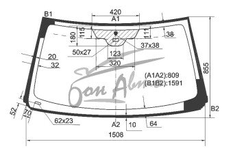 Стекло лобовое MERCEDES M-CLASS 1997-2005 (W163) место под датчик дождя, 
Бренд: BSG с серой полосой