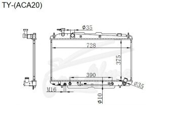 Радиатор TOYOTA RAV 4 2000-2005 (ACA20) (1-2AZ) 
Бренд: TONGSHI PL16AT