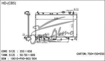 Радиатор HONDA VIGOR 1989-1995 (CB5) (G20A) 
Бренд: TONGSHI PL26AT