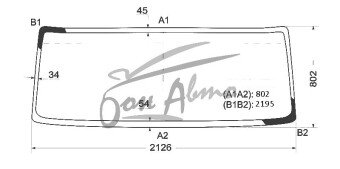 Стекло лобовое MERCEDES ATEGO 1998- (2126*802*2195) 
Бренд: BENSON с синей полосой