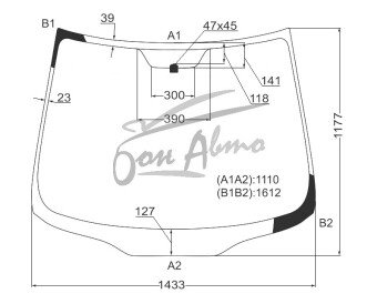 Стекло лобовое MITSUBISHI GRANDIS 2003-2009 (NA4W) 
Бренд: BSG с зеленой полосой