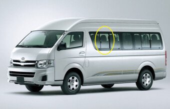 Стекло боковое TOYOTA HIACE 2004-2019 H200-423*423 2 отверстия SF/LH2/X 
Бренд: BSG