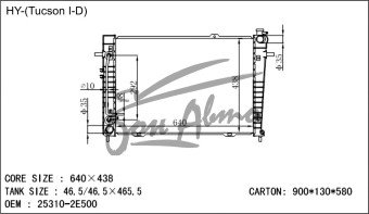 Радиатор HYUNDAI TUCSON 2004-2009 (JM)(dies) (D4EA) 
Бренд: TONGSHI PL26AT