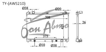 Радиатор TOYOTA CROWN 2012-2018 (AWS210)(HYBRID) (2AR) 
Бренд: TONGSHI PL26AT