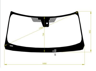 Стекло лобовое INFINITI QX80 2010-2024 (Z62-LHD) обогрев щеток, место под датчик дождя, фурнитура, 
Бренд: FYG с синей полосой