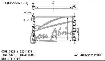 Радиатор FORD MONDEO 2000-2007 (B4Y) (gas 1.8-2.0) 
Бренд: TONGSHI PL26