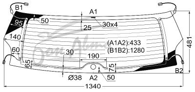Стекло заднее с обогревом TOYOTA MARK II WAGON BLIT 2000-2007 (GX110-5d wag) 1 отверстие 
Бренд: BSG