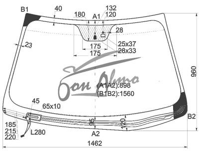 Стекло лобовое HYUNDAI SONATA 2010-2014 (YF-LHD) обогрев щеток, место под датчик дождя, 
Бренд: BSG с синей полосой