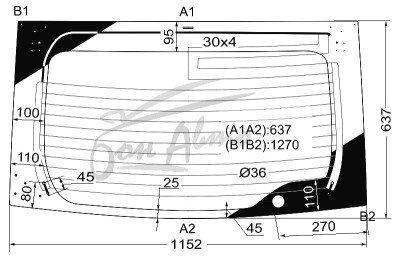 Стекло заднее с обогревом TOYOTA PRIUS 2009-2015 (ZVW30) верх 1 отверстие 
Бренд: BSG