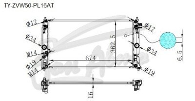 Радиатор TOYOTA C-HR 2016- (ZYX10)(гибрид) (2ZR) 
Бренд: TONGSHI PL16AT