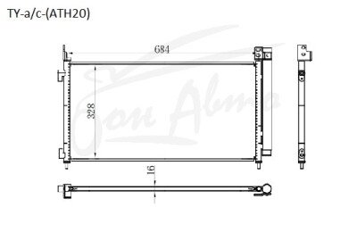 Радиатор кондиционера TOYOTA ALPHARD 2008-2015 (ATH20W)(гибрид) (2AZFXE) 
Бренд: TONGSHI AL16