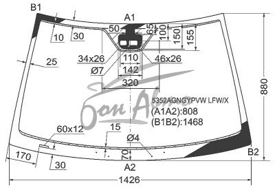 Стекло лобовое MERCEDES C-CLASS 2001-2008 (C203) 3d место под датчик дождя, , молдинг, 
Бренд: BENSON с серой полосой
