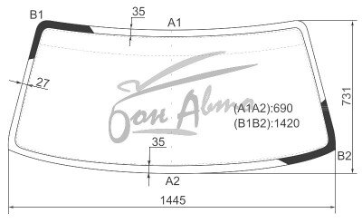 Стекло лобовое MITSUBISHI STRADA 1997-1999 (K74T) 
Бренд: BSG с зеленой полосой