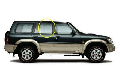 Стекло боковое NISSAN SAFARI 1997-2007 (Y61) 5d RD/RH 
Бренд: BSG Тонированное
