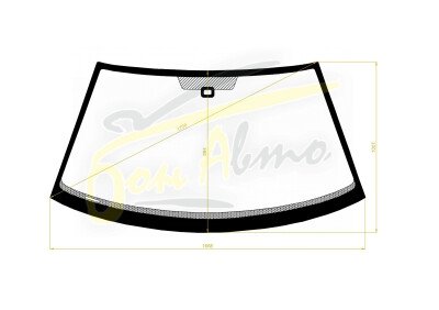 Стекло лобовое VOLKSWAGEN TRANSPORTER 2003-2015 (7HM-2010-дд квадратный) место под датчик дождя (второй вид) 
Бренд: BENSON с синей полосой