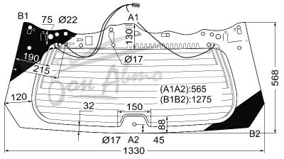 Стекло заднее с обогревом TOYOTA LAND CRUISER PRADO 2009-2023 (GRJ150) 17 отверстий 
Бренд: КМК