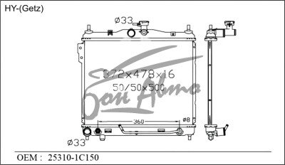 Радиатор HYUNDAI GETZ 2002- (TB) (G4EE) 
Бренд: TONGSHI PL26AT