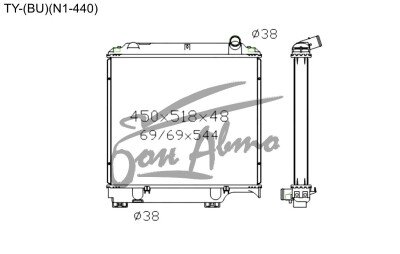 Радиатор TOYOTA TOYOACE 1984-2000 (BU)(440-б/г) (15B-B) 
Бренд: TONGSHI PL48MT