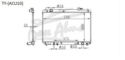 Радиатор LEXUS RX 1997-2003 (ACU10) (2AZ) 
Бренд: TONGSHI PL16AT