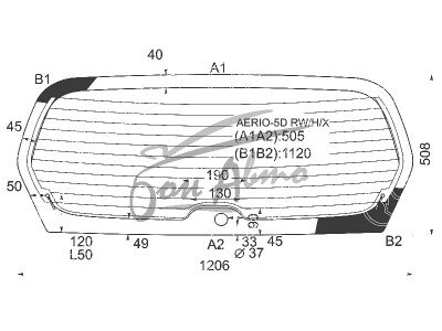 Стекло заднее с обогревом SUZUKI AERIO 2001-2007 (RB21-5d wag) 1 отверстие 
Бренд: BSG