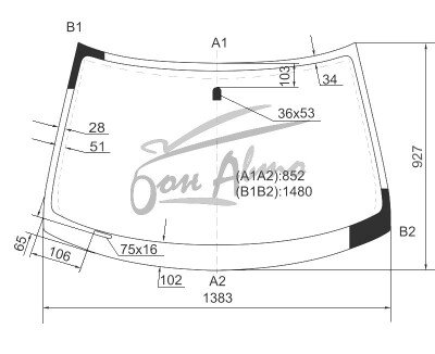 Стекло лобовое MITSUBISHI OUTLANDER 2003-2006 (CU2W) 
Бренд: КМК с синей полосой