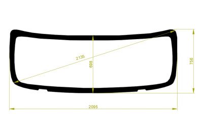 Стекло лобовое KENWORTH T2000 1996-2010 (2095*756*2135) молдинг, 
Бренд: BENSON с зеленой полосой