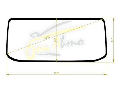 Стекло лобовое JAC N120 2014- (N75-N80-N90-1870*797*1915) 
Бренд: YHG с синей полосой