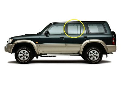 Стекло боковое NISSAN SAFARI 1997-2007 (Y61) 5d RD/LH 
Бренд: BSG Тонированное