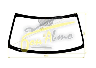 Стекло лобовое LINCOLN NAVIGATOR 2003- (U228,U326) место под датчик дождя, 
Бренд: BSG с серой полосой