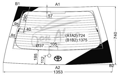 Стекло заднее с обогревом TOYOTA TOWN ACE NOAH 1996-2001 (CR40) 1 отверстие 
Бренд: BSG Тонированное