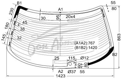 Стекло заднее с обогревом TOYOTA MARK II 1996-2000 (RX100) 2 отверстия 
Бренд: BENSON