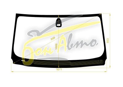 Стекло лобовое BMW 7-SERIES 2001-2008 (E65-LHD-4d sed) обогрев щеток, место под датчик дождя (квадрат), 
Бренд: КМК с синей полосой