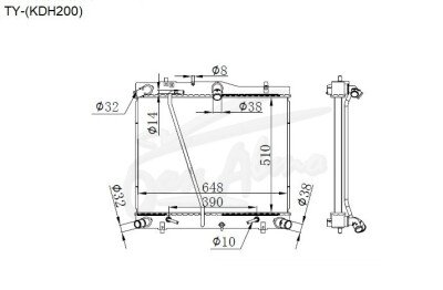 Радиатор TOYOTA HIACE 2004-2019 (KDH200)(dies) (1-2KD) 
Бренд: TONGSHI PL26AT