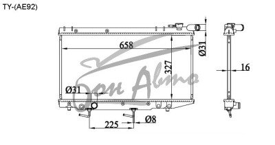 Радиатор TOYOTA SPRINTER CIELO 1987-1991 (AE92) (4AGE) 
Бренд: TONGSHI PL16AT