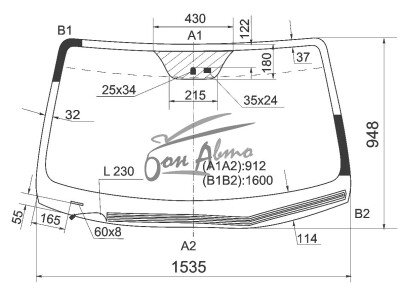 Стекло лобовое HYUNDAI IX 55 2006-2013 (EN-LHD) обогрев щеток, место под датчик дождя, 
Бренд: BENSON