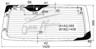 Стекло заднее с обогревом TOYOTA HIACE 2004-2019 (H200) 1 отверстие молдинг, 
Бренд: BENSON Тонированное