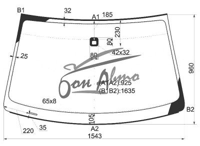 Стекло лобовое PORSCHE CAYENNE 2002-2010 (7L#) место под датчик дождя, 
Бренд: BSG с зеленой полосой