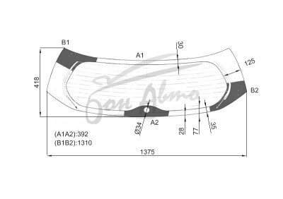 Стекло заднее с обогревом TOYOTA RAV 4 2013-2018 (ACA40) 1 отверстие молдинг, 
Бренд: BENSON Тонированное