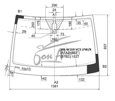 Стекло лобовое MERCEDES A-CLASS 2004-2012 (W169-3d) место под датчик дождя молдинг, 
Бренд: BENSON