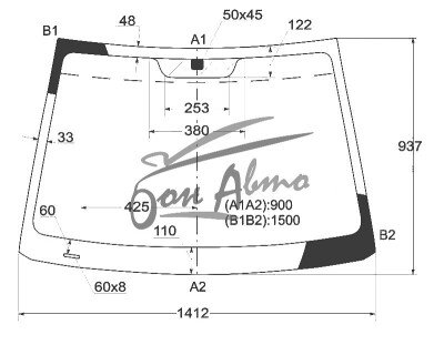 Стекло лобовое HYUNDAI ACCENT 2005-2010 (MC-3d h/k) 
Бренд: BSG с зеленой полосой