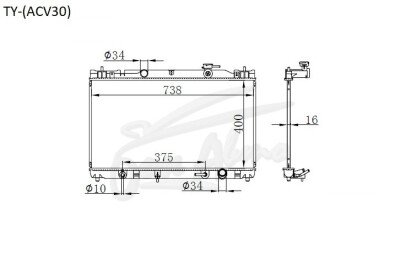 Радиатор TOYOTA CAMRY 2001-2006 (ACV30) (2AZ) 
Бренд: TONGSHI PL16AT