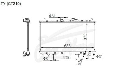 Радиатор TOYOTA CALDINA 1997-2002 (CT210) (3CT) 
Бренд: TONGSHI PL26AT