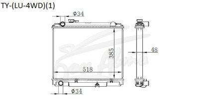 Радиатор TOYOTA HIACE TRUCK 1984-2000 (LH80-100)(4WD-1) (2-5L) 
Бренд: TONGSHI CB48MT