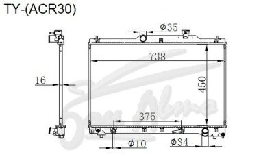 Радиатор TOYOTA ESTIMA 1999-2005 (ACR30) (2AZFE) 
Бренд: TONGSHI PL16AT