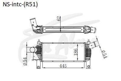 Радиатор интеркулер NISSAN NAVARA 2004-2015 (D40) (VQ40DE) 
Бренд: TONGSHI PL62